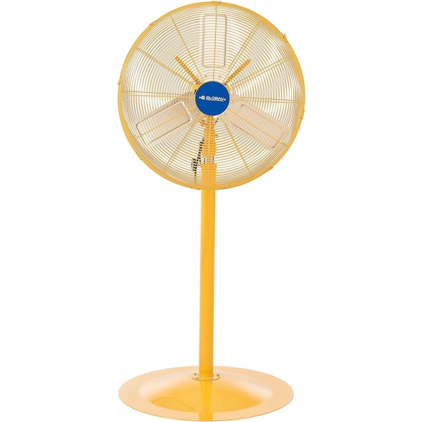 Global Industrial 24in Deluxe Oscillating Pedestal Fan, 3 Speed, 7525 CFM, 300W, 1/2 HP, Yellow 604143 - main